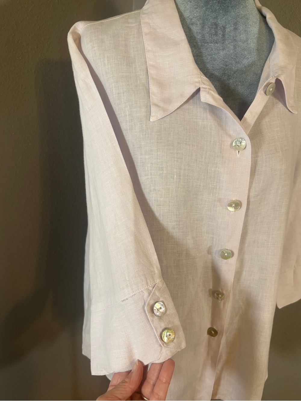 Habitat Clothes to Live on Light Pink Linen Button Front Shirt Size L - Picture 10 of 13